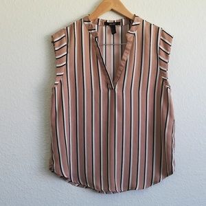 🌷 F21 Beige Blouse with Vertical Stripes